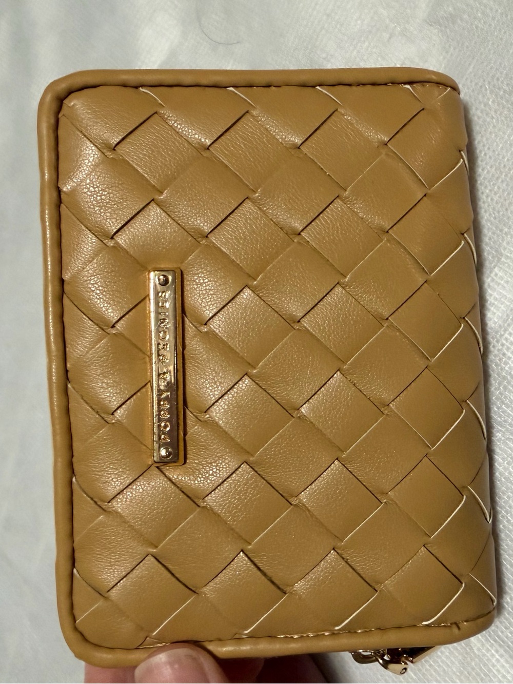 Poppy & Peonies Woven Zip Wallet - Camel